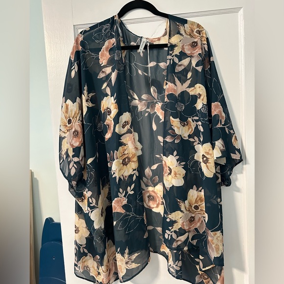 Pinkblush Navy Floral Kimono Blouse - Picture 1 of 2